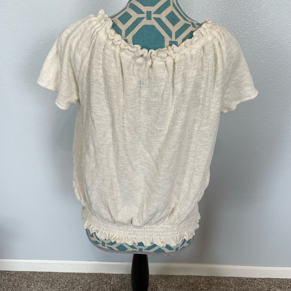 Madewell Texture & Thread Drawstring Top size Small Cream - Picture 5 of 6